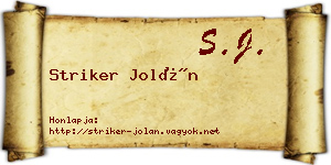 Striker Jolán névjegykártya