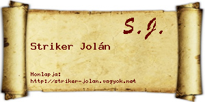 Striker Jolán névjegykártya